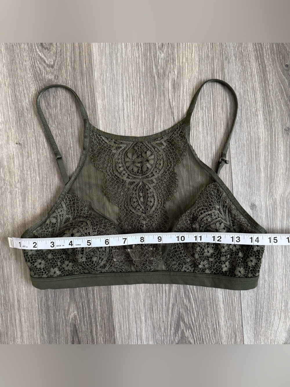 Victoria's Secret Body by Victoria Olive Green Lace Bralette Racerback Size Med